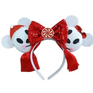 Christmas Disney Minnie Mickey Mouse Ear Headband with Bow NEW